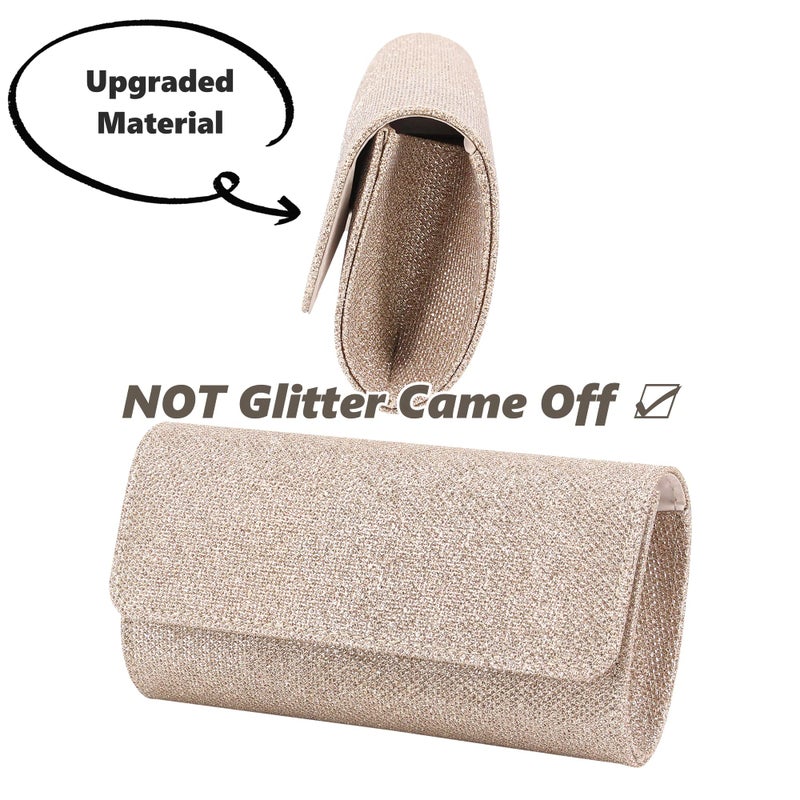 Naimo Flap Dazzling Small Clutch Bag Evening Bag With Detachable Chain (Champagne) - Image 2